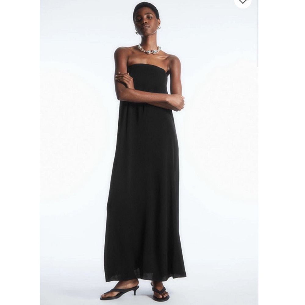 COS Black bandeau Strapless Maxi Dress size8